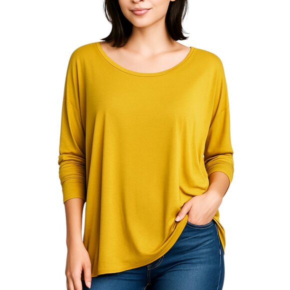 PIKO Mustard Yellow Oversized Long Sleeve Top (M) Bamboo Blend - Picture 2 of 8